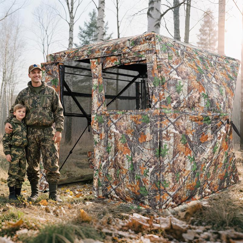 Bearbro Hunting Blind 270 Degree See Through Ground Blind with Silent Sliding Door & Windows for Deer Hunting, 2-3 Person Pop Up Ground Blind for Turkey and Deer with Carrying Bag,TikTokshopBlackFriday