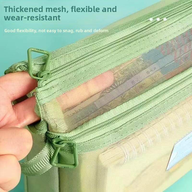 Premium Double Layer Transparent Study Bag Extra Large Capacity for Students Exam Papers Files and School Supplies Multi Compartment Handheld Document Organizer for Office and Classroom Use