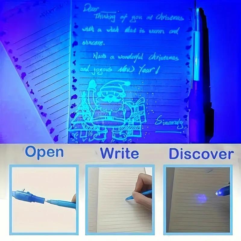 5/20pcs Invisible Ink Pen Set, Write Secret Messages, Includes UV Light for Revealing, Random Color Pen Holder, Fun Gift Idea
