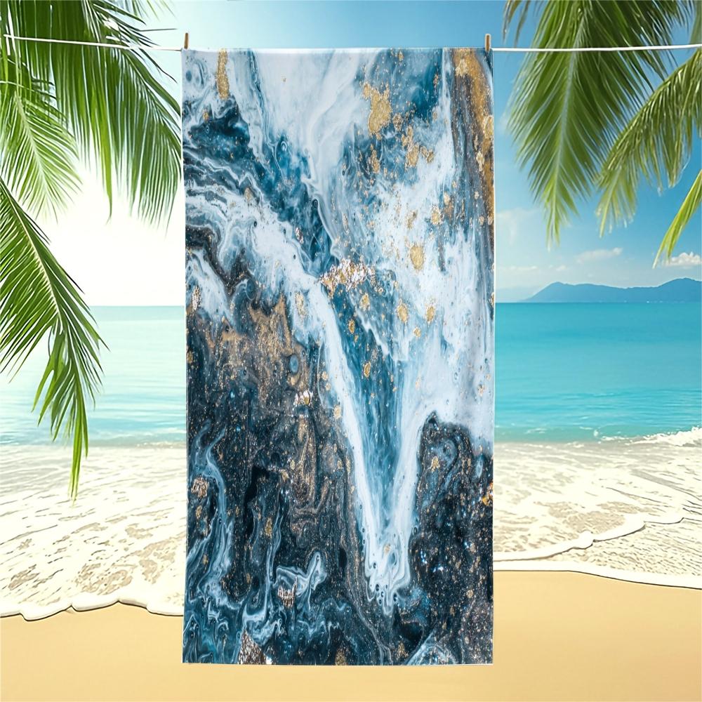 Fluid Ink Watercolor Beach Towel, Niche Artistic Design, Quick Dry Skin-friendly Lightweight Portable, Perfect for Seaside Vacation Photoshoot Daily Use