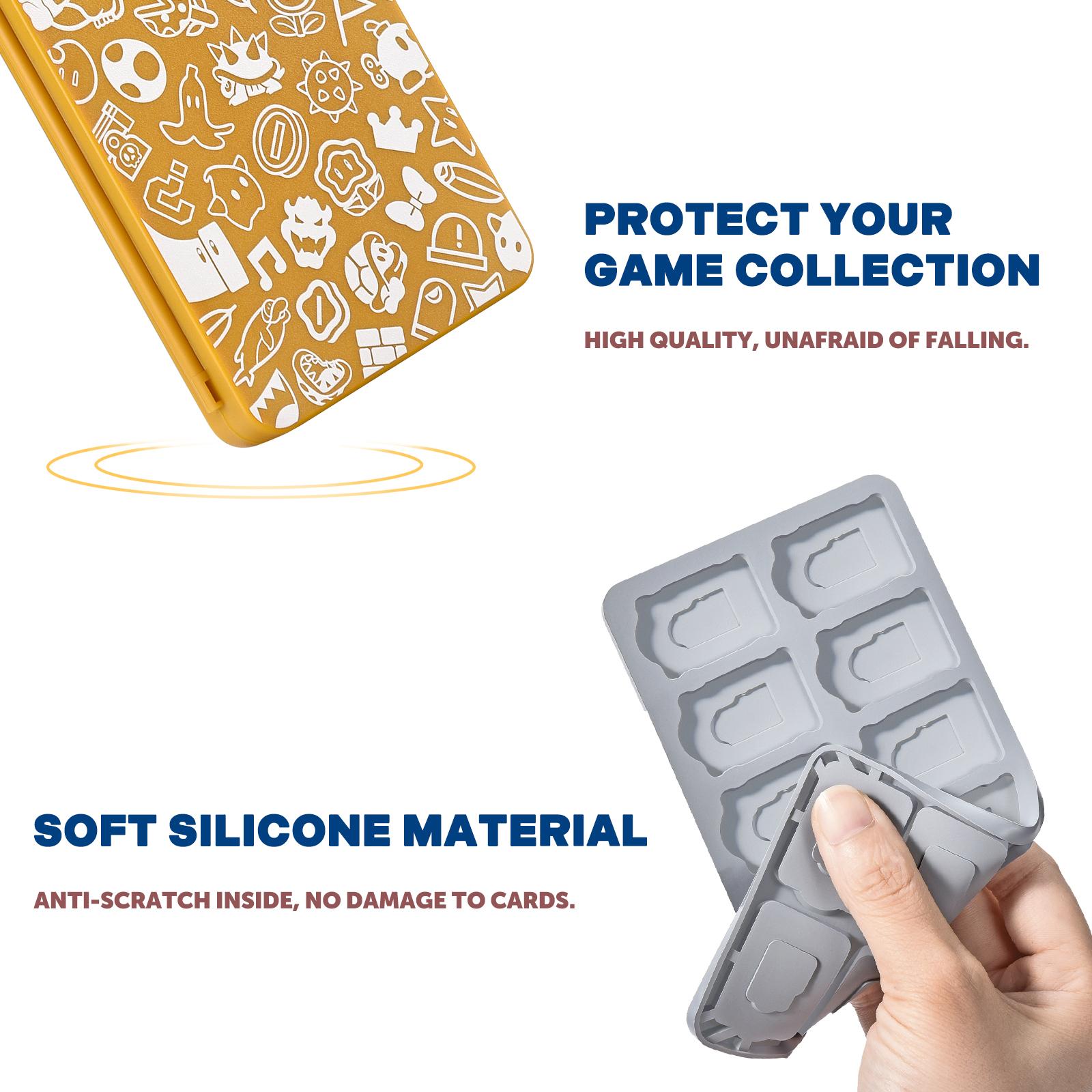 Switch accessories Game Card Case, Compatible with Nintendo Switch Games and Micro S, Stores 24 Game Cards / Magnetic Flap Design / UV Printed Case - Magic Yellow