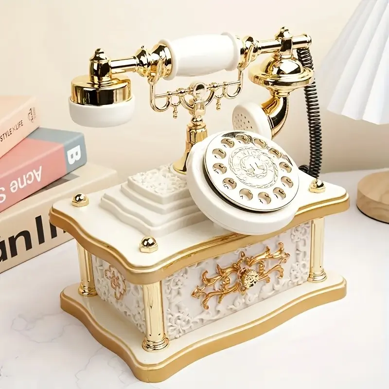 Vintage Rotary Telephone Music Box, Romantic Musical Jewelry Box, Unique Birthday Gift, Aesthetic Gold Decor, Retro Royal Musical Box