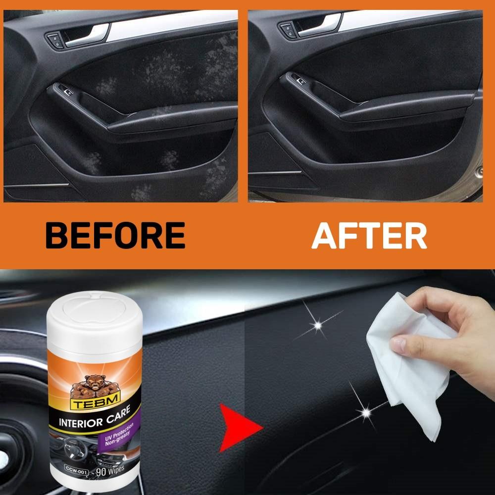 Car Wet Wipes, Car Interior Wipes for Seat, Dashboard, Door Decor, Sofa, Bag, Moisturizing Care Cloth, Leather Care, 90 Wipes, Automotive Accessories
