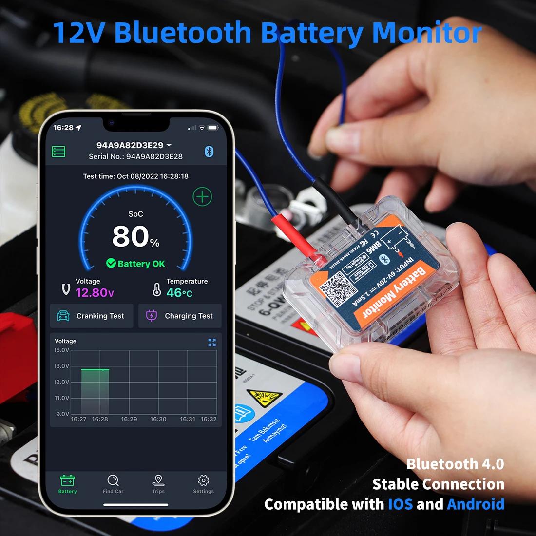 QUICKLYNKS-BM6  Wireless Bluetooth 4.0 12V Battery Monitoring with Car Battery Health Check Monitoring Battery Tester Automotive Vehicle