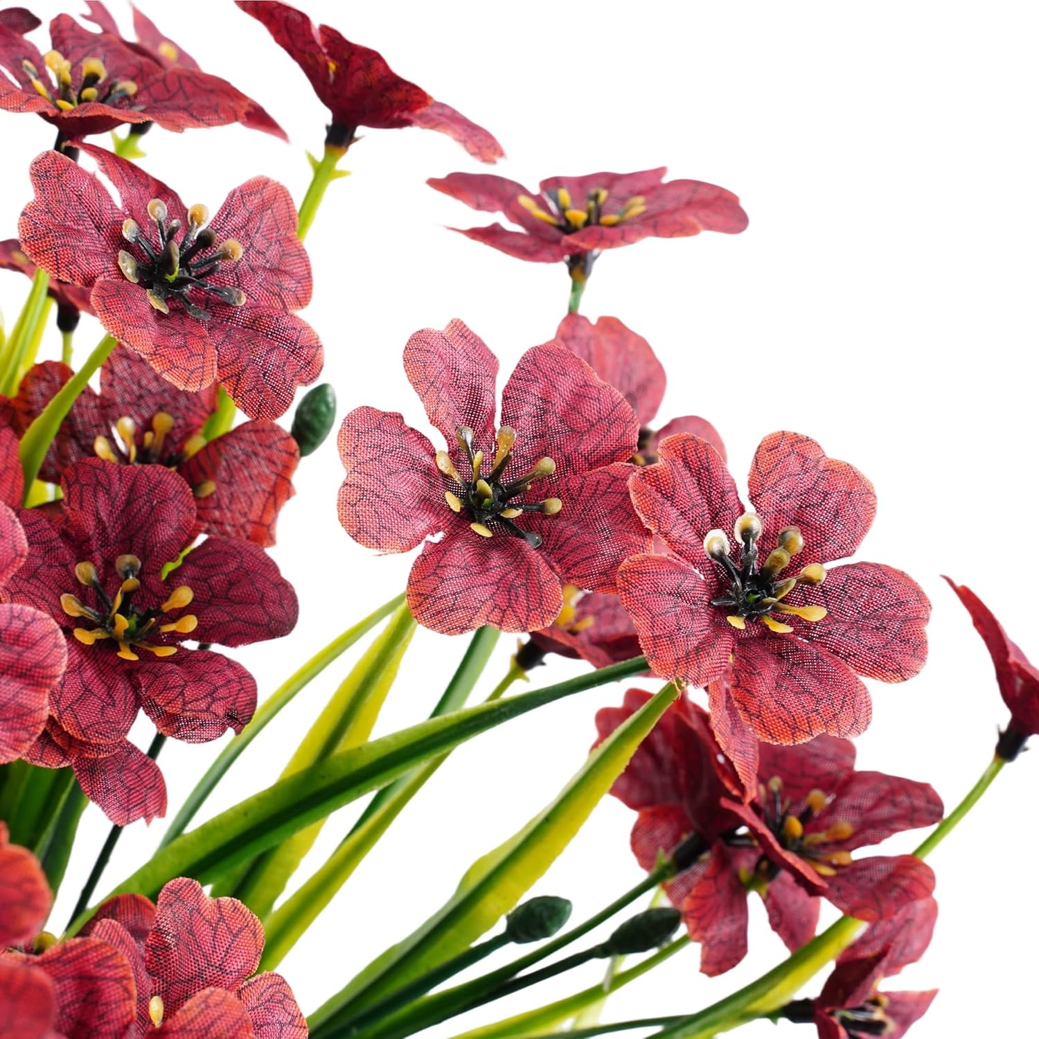 Artificial Fake Plants Flowers, Artificial Potted Flower for Outdoor Outside Fall Decoration,12 Bundles Faux Silk Daisy in Planter UV Resistant Look Real for Home Front Door Porch Patio Garden Balcony Autumn Decor(Brown)