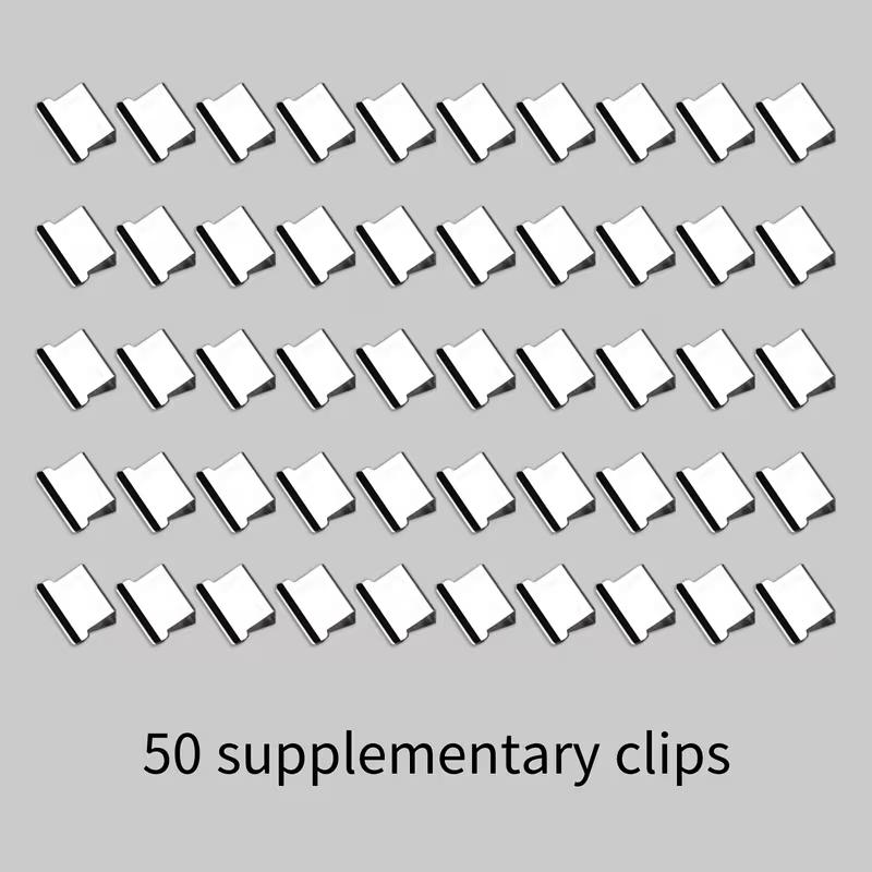 Bookbinding Machine Set with 50 Clips, Transparent Push Pin Binding Tool, No-Hole No-Nail Office Study Material Fastener