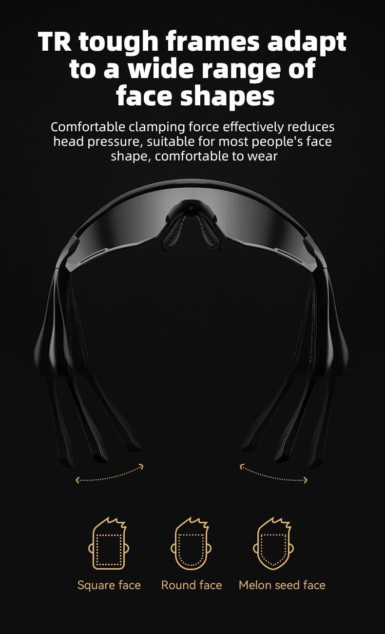 ROCKBROS Bluetooth Sunglasses for Men and Women Cycling Polarized Glasses Lightweight Multifunction Music One-key Control Runing Driving Goggles Sports Accessories