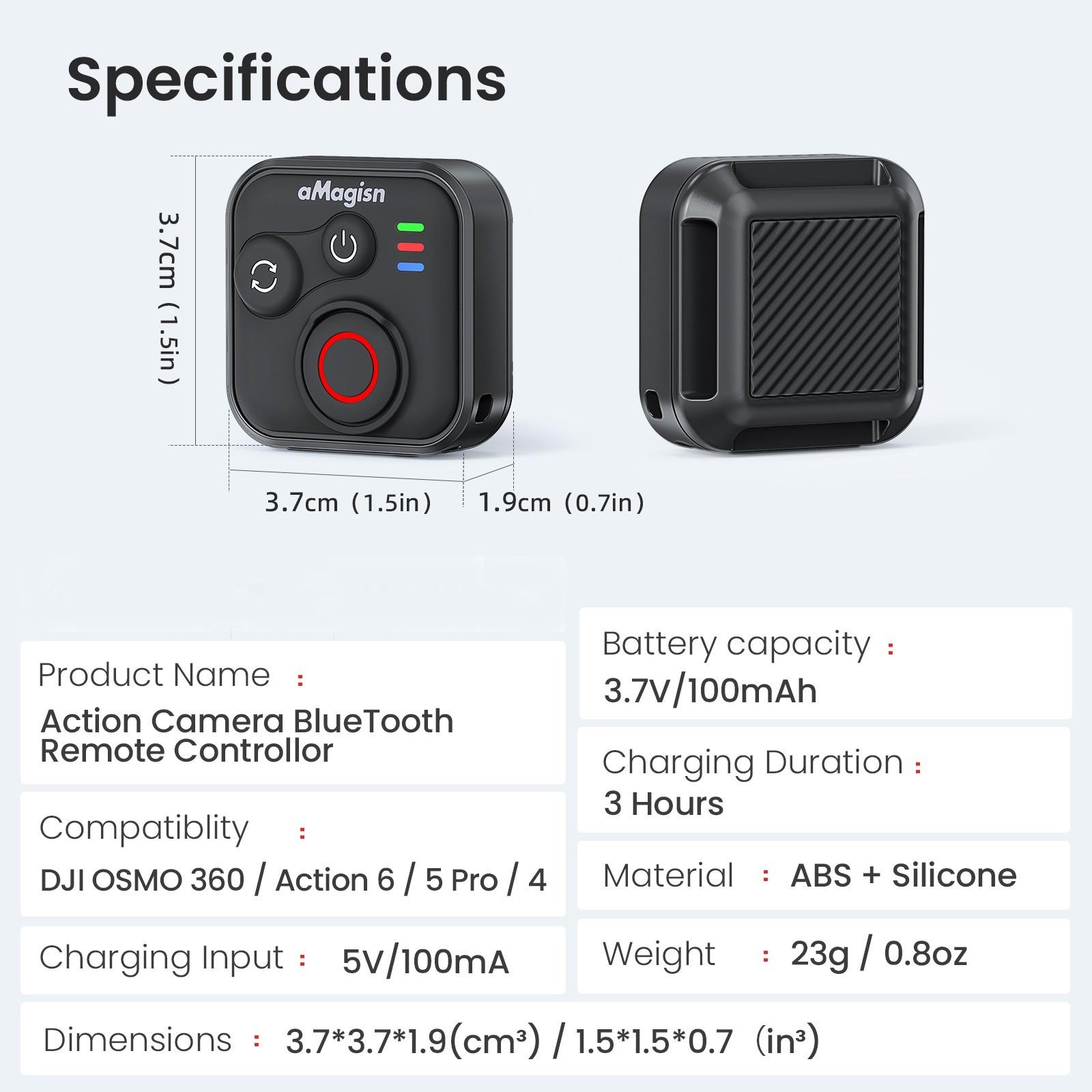 Bluetooth-compatible Remote Controller Dji Osmo 360 Action Camera, Compatible with Dji Osmo 360 Action 6 5 Pro/4, Sports Cam Accessories