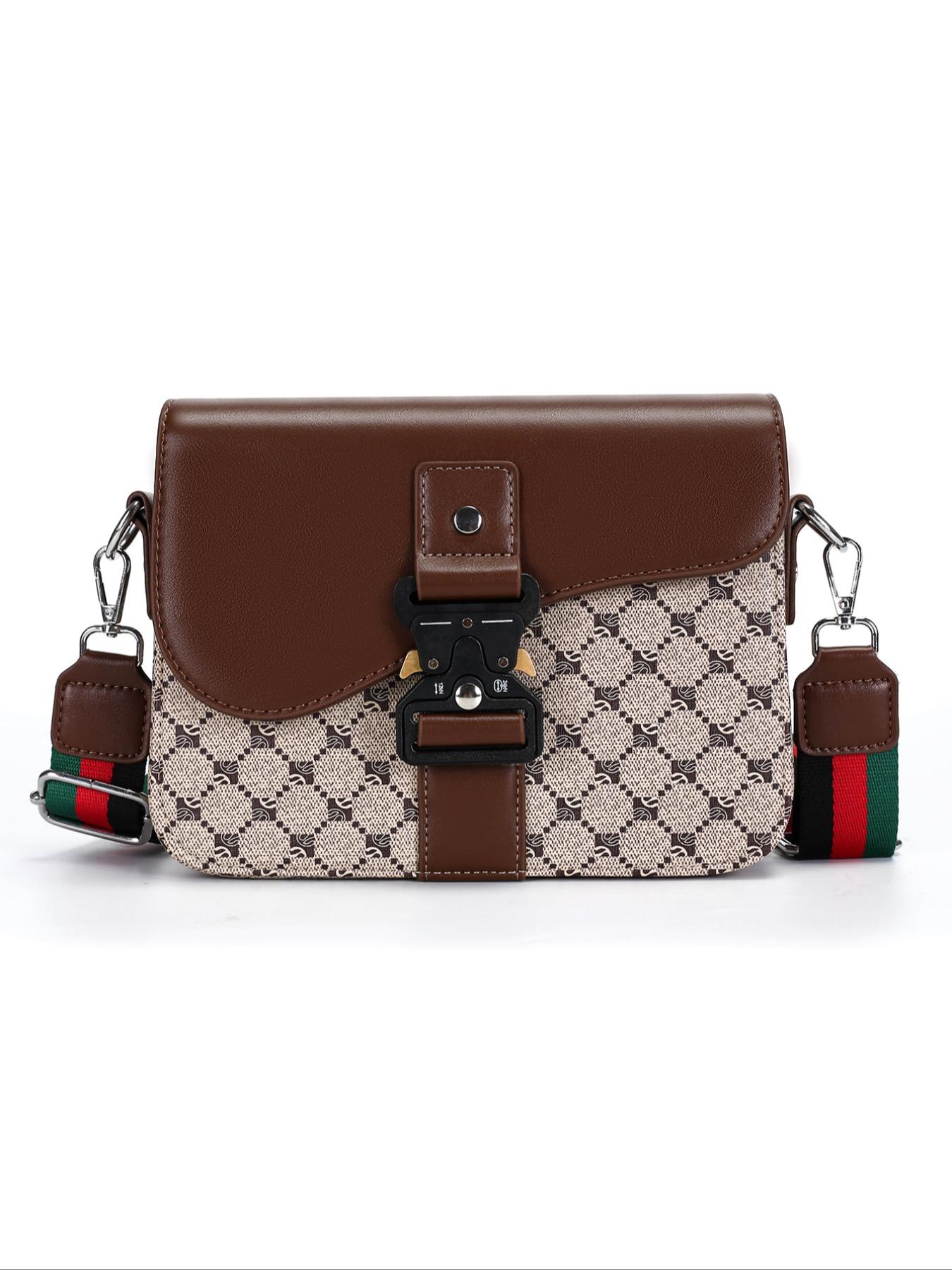 Men's Geometric Pattern Flap Closure Fashion Crossbody Bag, Casual Shoulder Bag, Multifunctional PU Leather Travel Bag, Casual Daily Use, Work School Accessory, Multifunctional Portable Bag, High Quality Bag