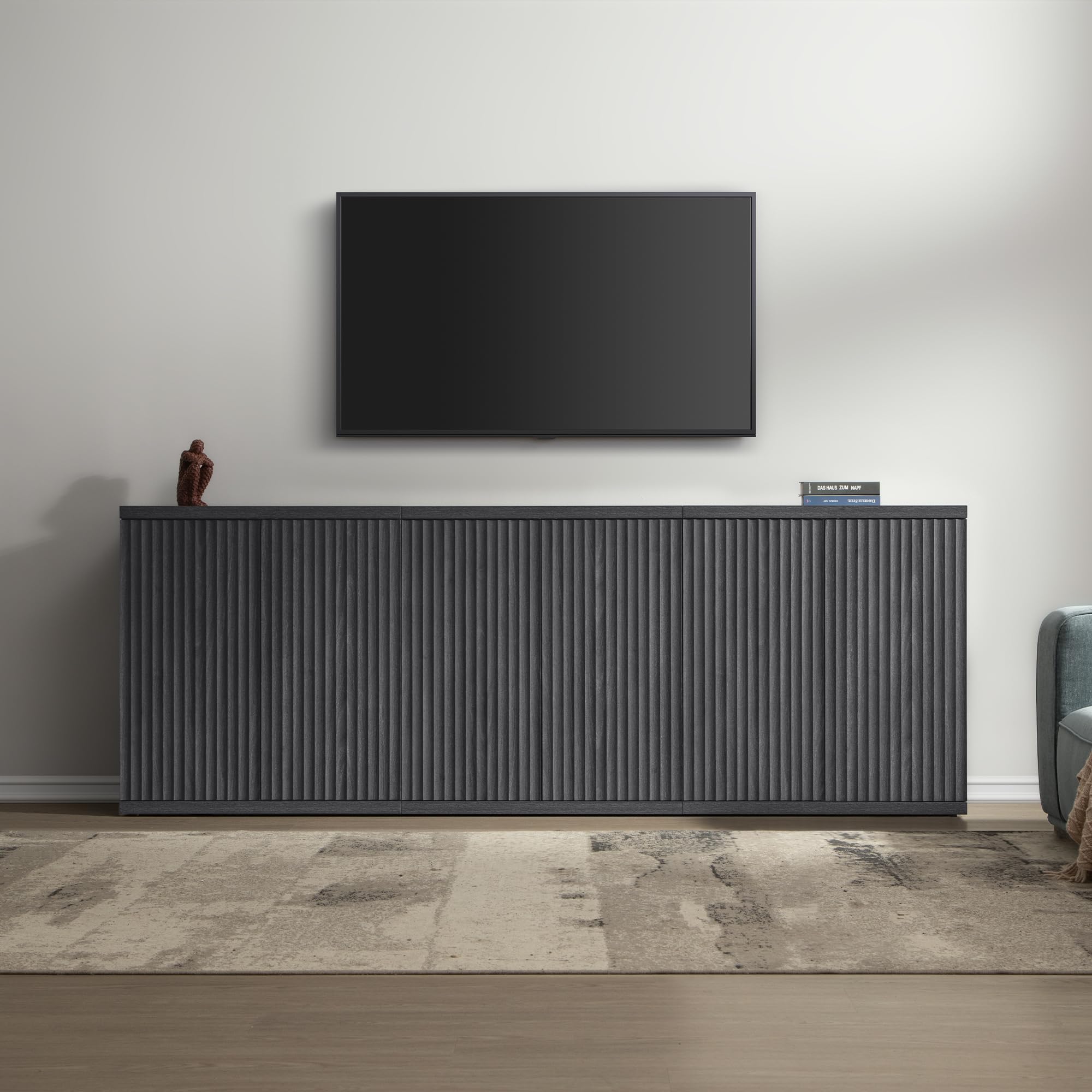 SICOTAS Buffet Cabinet with Storage Accent Sideboard 15.6" x 30.9" x 34.1" Size Modern Credenza with Doors & Shelves Fluted Media Console Mid Century Coffee Bar Table for Living Room Kitchen Dining Room Hallway, Durable