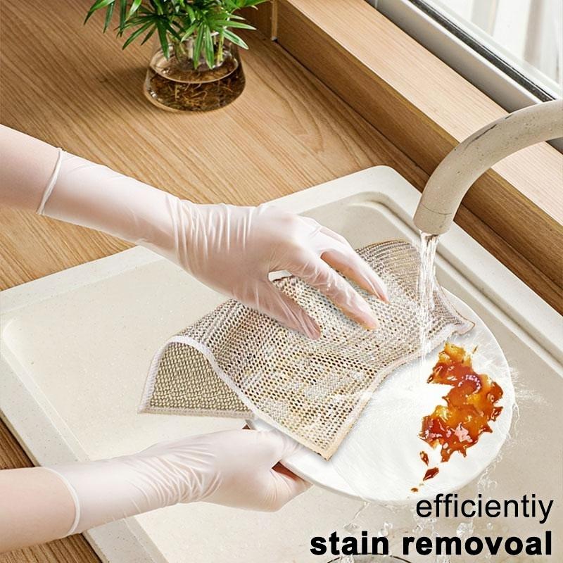 10 Pcs Dishwashing Rags，Multipurpose Non-Scratch Wire Dishcloths， Wet and Dry Use, Kitchen Cleaning Cloth for Sinks, Pans & Dishes, Washable & Durable Outdoorfun Household Steel Traditional Scrubber Wool