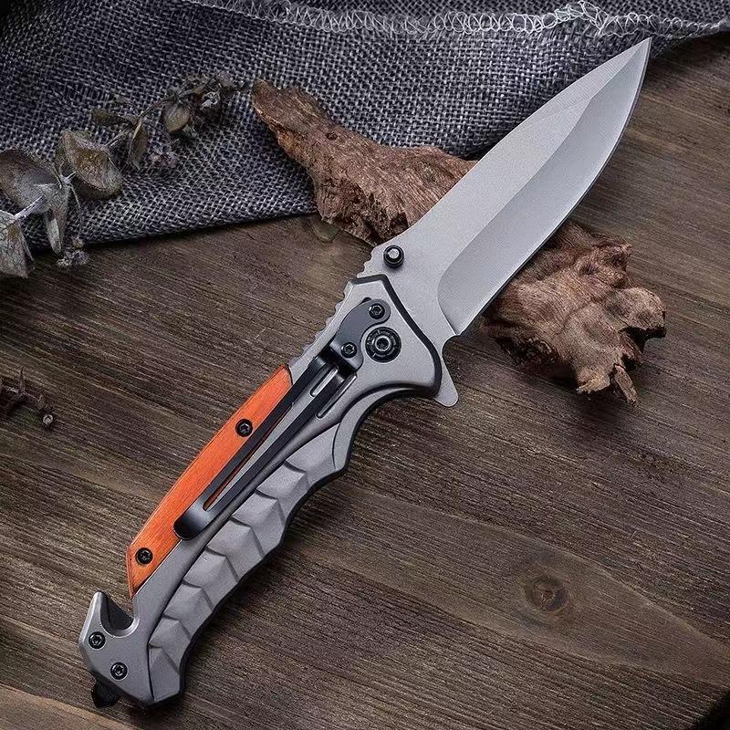 A variety of wooden handle stainless steel fruit knives, high hardness and sharp folding knives, outdoor multi-functional self-defense Christmas gifts