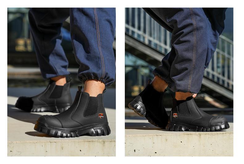 Brown Steel Toe Safety Shoes Unisex, Lightweight Anti Slip Work Shoes, Splash Resistant, Smash Proof and Puncture Proof for Kitchen, Restaurant and Food Service Work