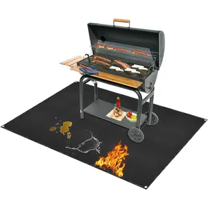 Under Grill Mat for Outdoor Grilling, 60 x 48 inches Double-Sided Fireproof Waterproof BBQ Protector for Deck and Patio Under Grill Mat for Outdoor BBQ