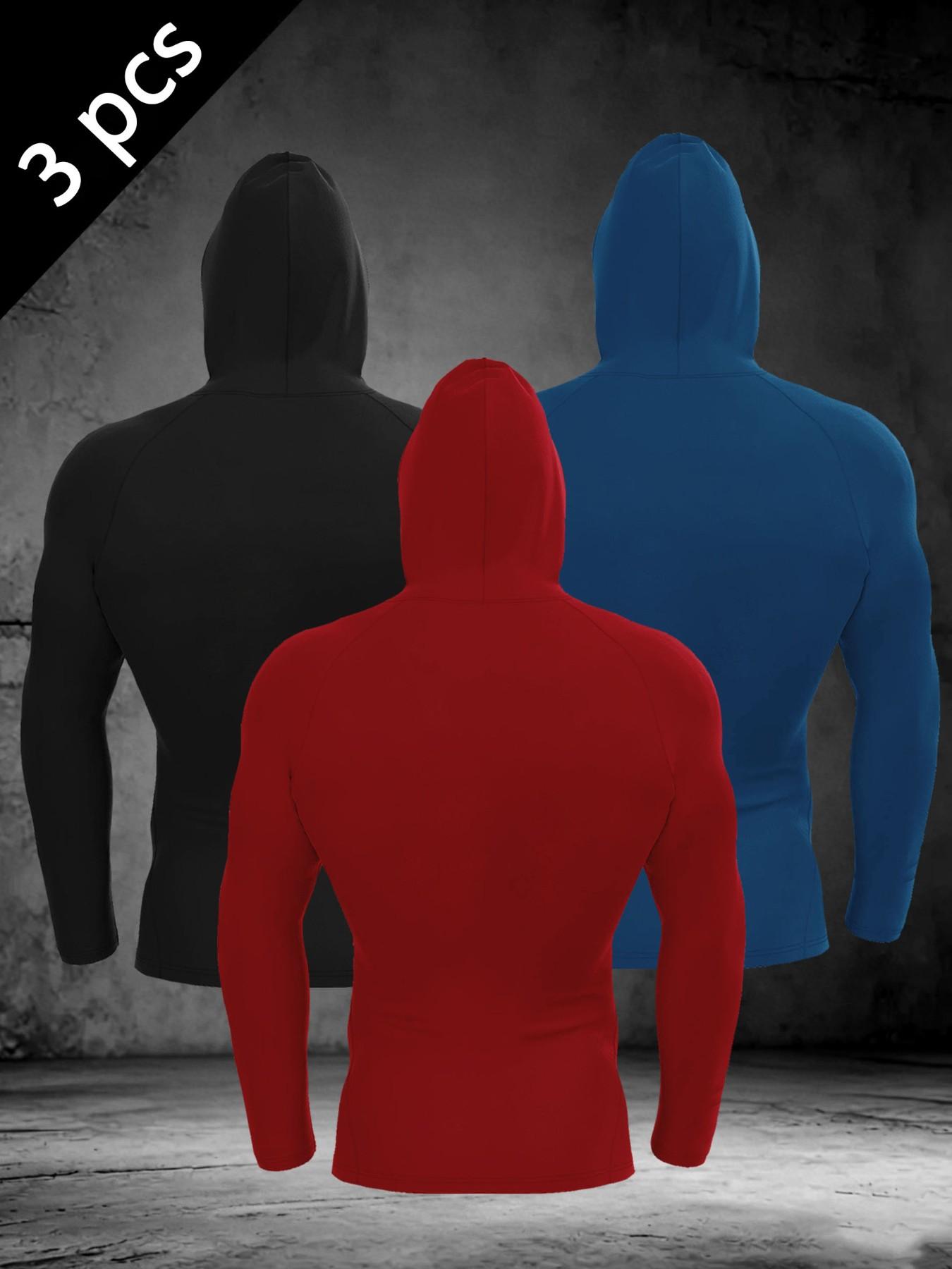 Men's Christian Faith Hooded Long Sleeve, Compression Fit Cross Print Athletic Shirt, Gym Workout Streetwear Top #ChristianAthletic #CompressionShirt #FaithInspiredGym #WorkoutHoodie #TikTokMadeMeBuyIt