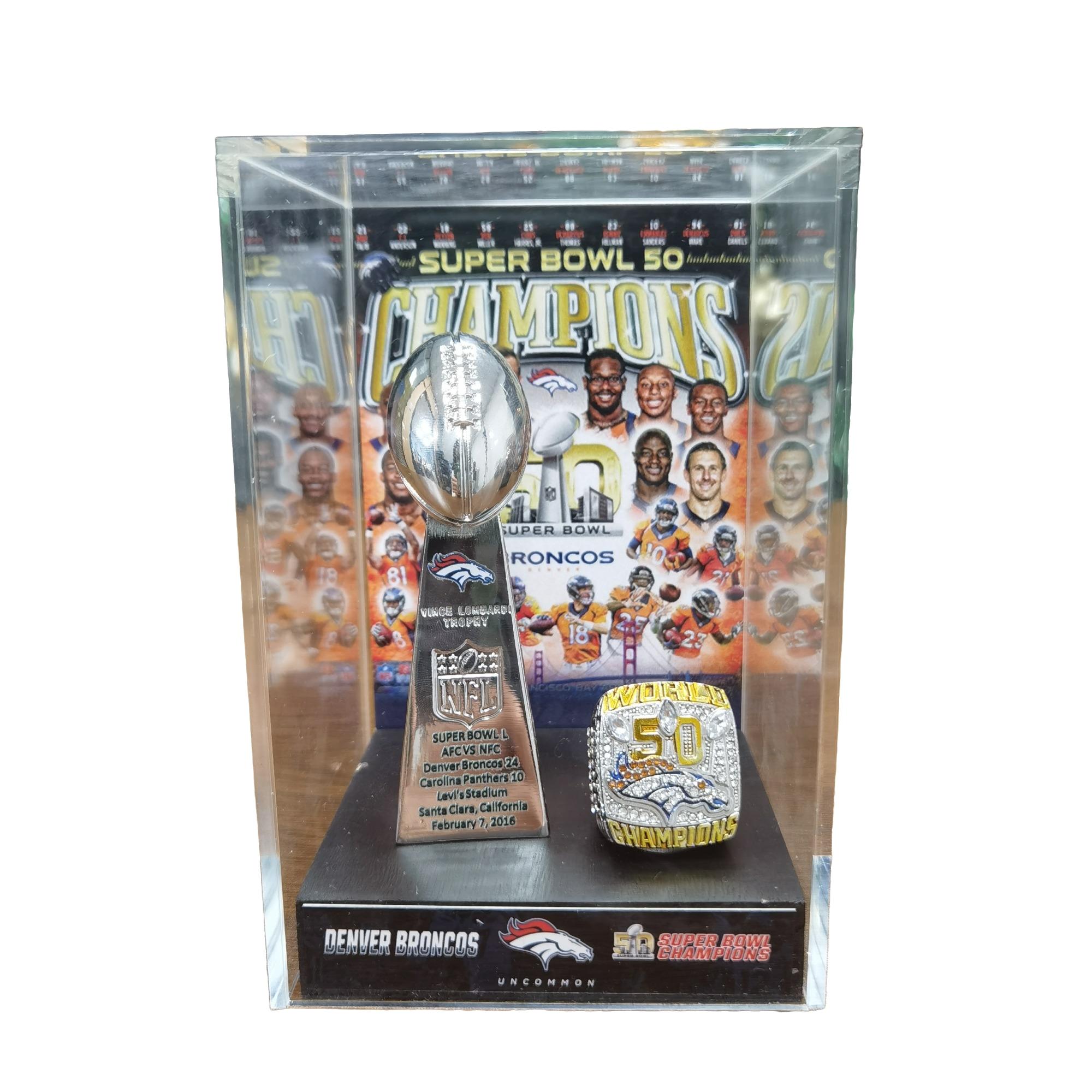 Football Champion Trophy Set, Perfect Broncos Display Case, High-Quality Design, Sports Collectible, Ideal Gift for Sports Enthusiasts, Christmas & Birthday Present 1998/1999/2016
