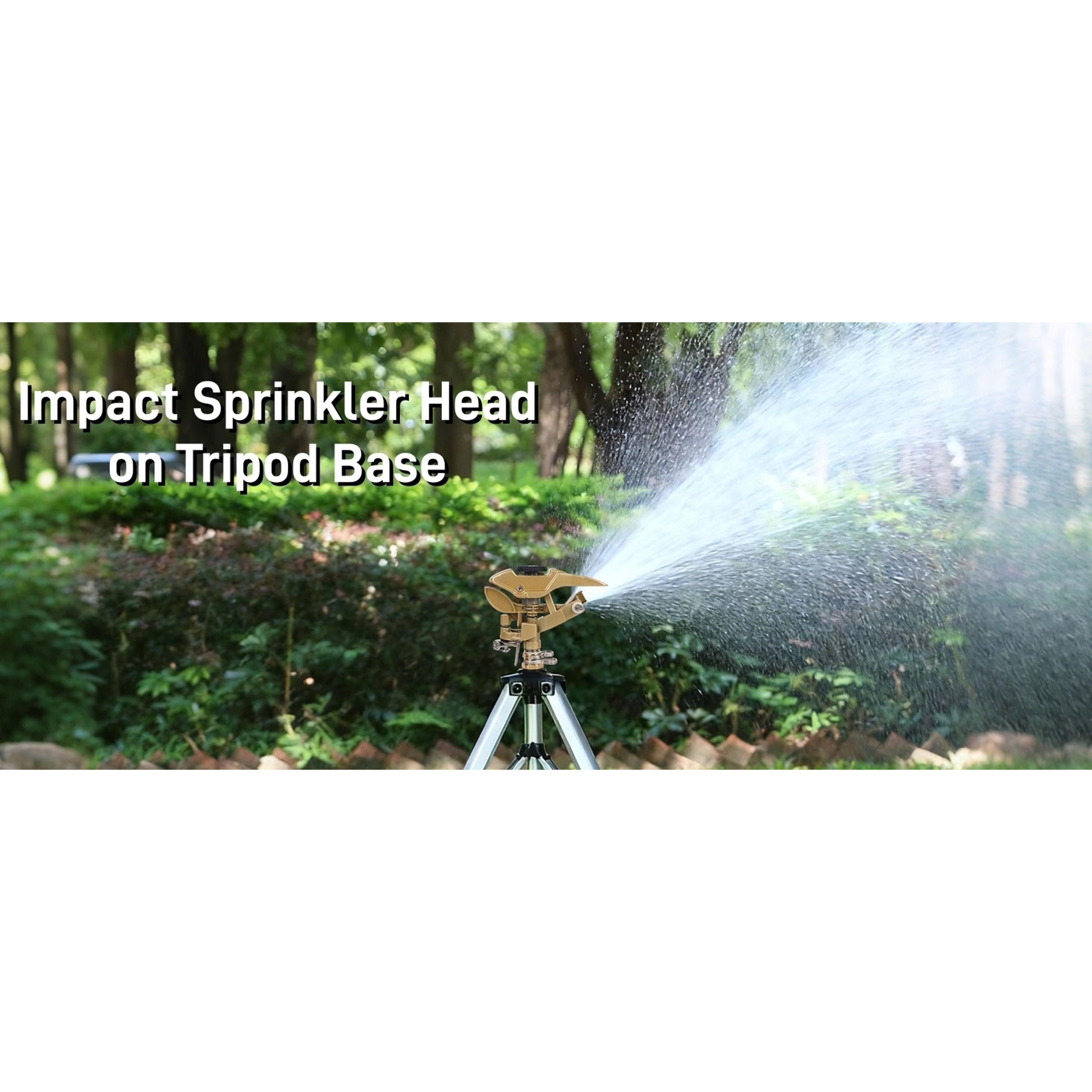 Large Impact Sprinkler Head on Tripod Base - Adjustable Zinc Alloy Lawn Sprinkler for Yard Lawn Garden, 3/4" NH Connector, 360° Coverage Irrigator with Extension Legs, 2 Pack Large Impact Sprinkler Head on Tripod Base - Adjustable Zinc Alloy Lawn Sprinkler for Yard Lawn Garden, 3/4" NH Connector, 360° Coverage Irrigator with Extension Legs, 2 Pack