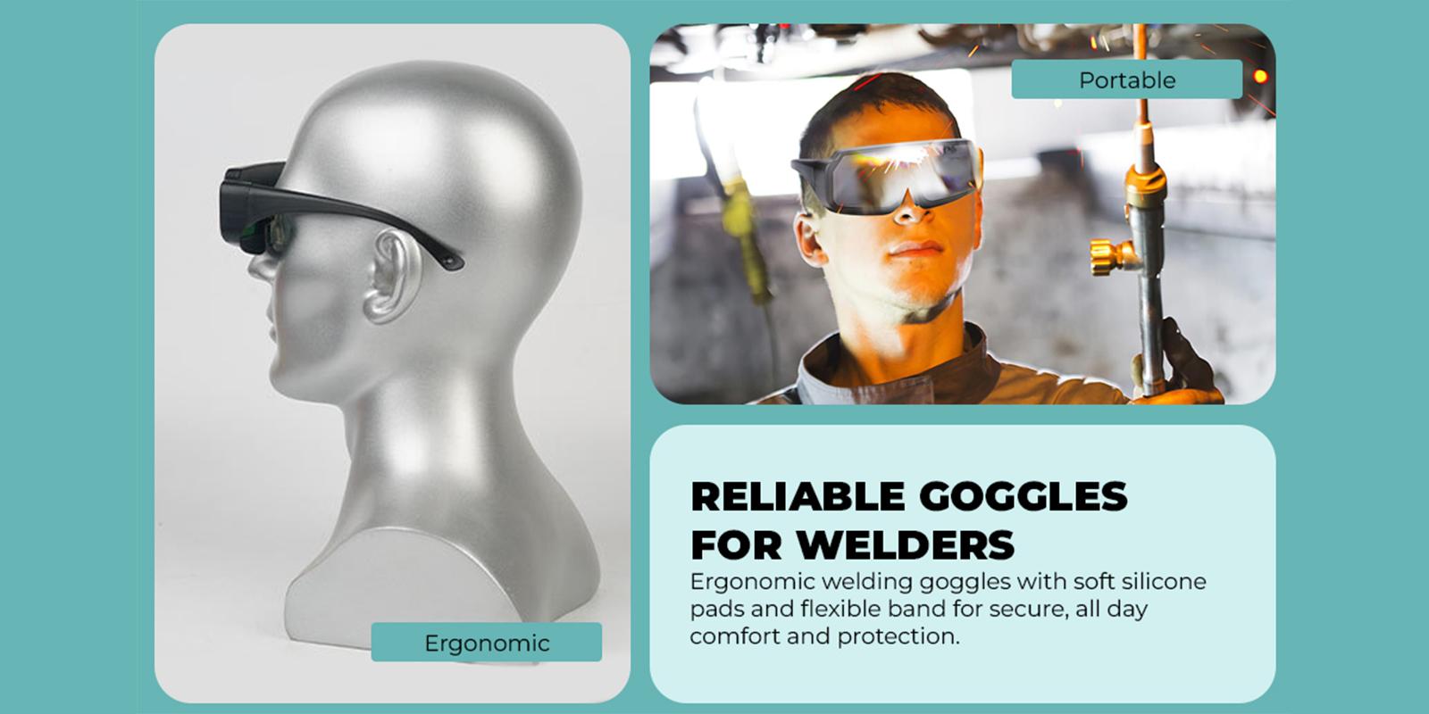 Welding Glasses Auto Darkening Safety Goggles Solar True Color Welder Glasses Eyes Protective PC Lens Welder Mask Welding Helmet for TIG MIG ARC Weld Plasma Cut Grinding