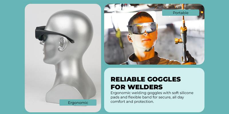 Welding Glasses Auto Darkening Safety Goggles Solar True Color Welder Glasses Eyes Protective PC Lens Welder Mask Welding Helmet for TIG MIG ARC Weld Plasma Cut Grinding