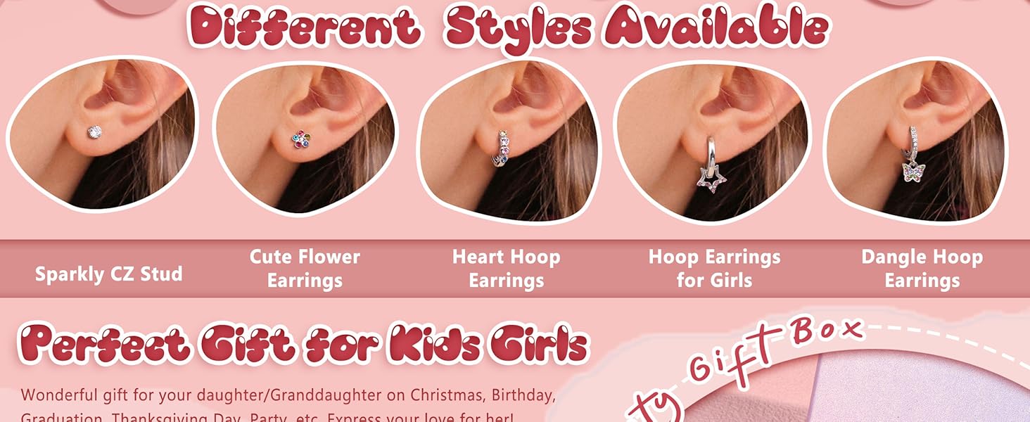 MILACOLATO Hypoallergenic Earrings For Girls Women Surgical Stainless Steel Screw Back Earrings Set For Sensitive Ears Kids Earrings Toddler Earrings Cute Girls Earrings