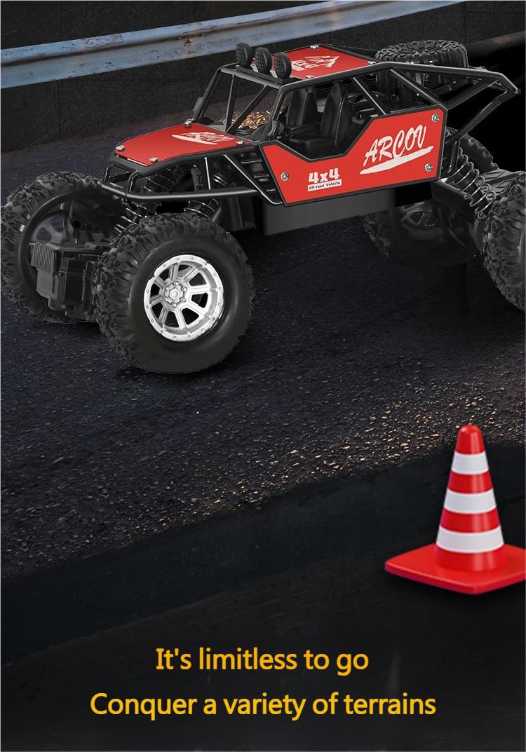 RC Off Road Car Alloy Body Remote Control Monster Truck With Elastic Shock Absorbers Rubber Tires All Terrain Waterproof RC Crawler For Sand Grass And Mountain Roads