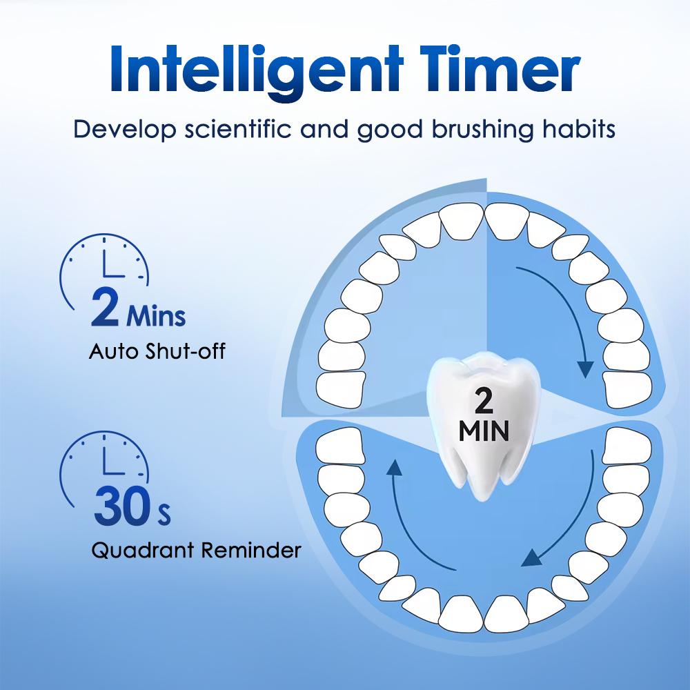 Rotating Electric Toothbrush with 4 Brush Heads for Adults 5 Modes Rechargeable Power Toothbrush with 2-Minute Smart Timer，Teeh Cleaning Brush