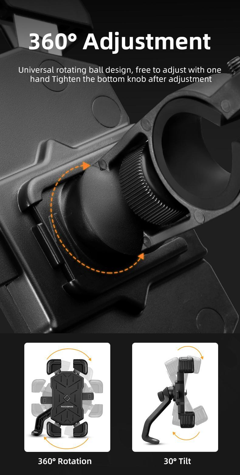 ROCKBROS Bike Phone Holder Mount, for 4.5''-7.1'' Phones, Quick Release Bike Phone Mount Handlebar Clamp, 360° Rotatable Bike Phone Holder