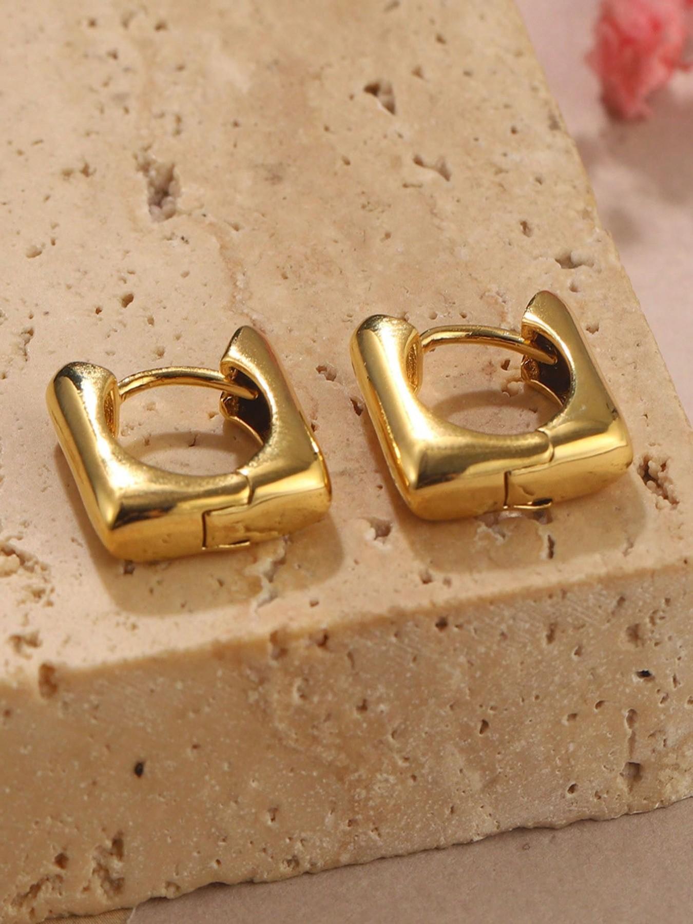 Women's Geometric Hoop Earrings, Vintage Simple Design Copper Ear Cuffs, Casual Daily Party Jewelry, Perfect for Mother's Day Christmas