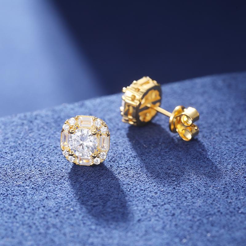 【#ES9250084 】Square Stud Earrings 925 Sterling Silver High Quality Women Wedding Jewelry Couple Ring Gift