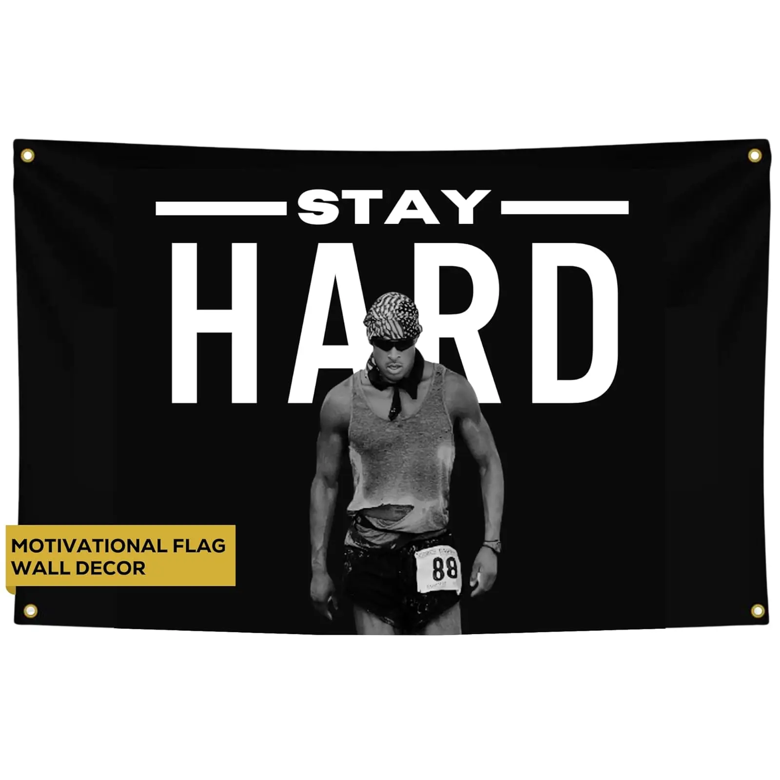David Goggins Stay Hard Flag | Motivational Gymtok Quote Banner | Black Workout Wall Tapestry for Home Gym College Dorm Garage Man Cave Decor