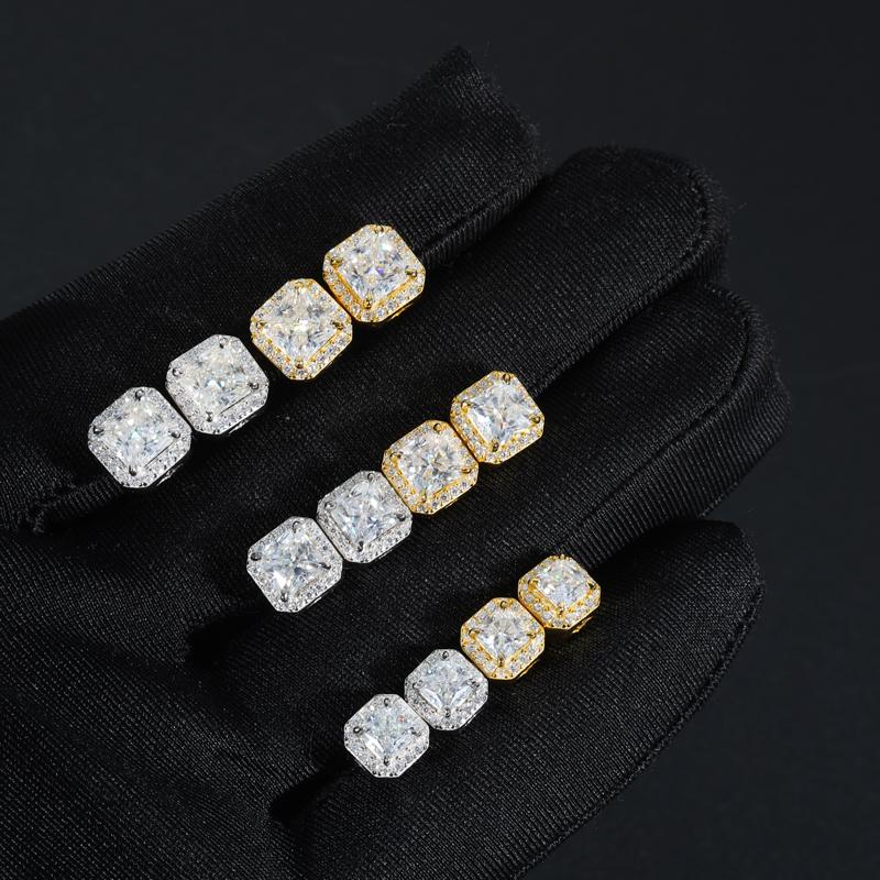 【#E544】Three Sizes Iced Out Stud Earrings UCCIYO Synthetic Moissanite Earrings For Women 925 Sterling Silver Stud Earring Men Hip Hop Jewelry Couple Gift