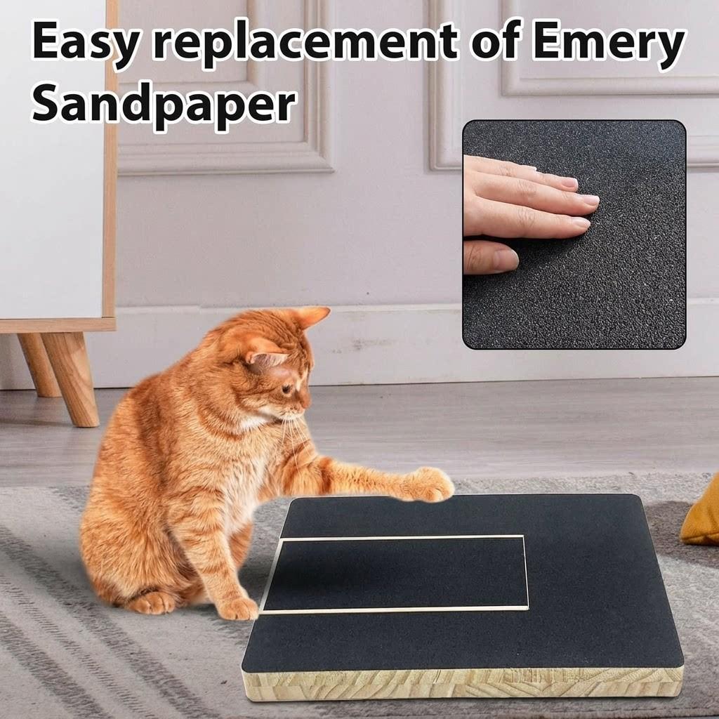 Wooden Pull-Out Dog Scratcher Board with 2 Replacement Sandpapers, Durable and Dust-Resistant, Pet Supplies, Paw Repair Board