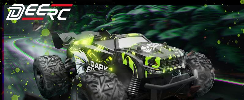 DEERC Remote Control Car, Glowing Eagle RC Cars, W/ 2 Rechargeable Batteries for 40 Min Play, 2.4Ghz All Terrain Off-Road RC Monster Truck Toys Electronics Durable