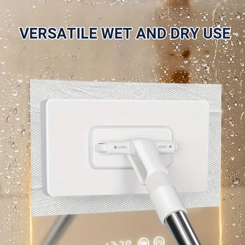 Automatic Mop System with 5 Replacement Pads, Single Click Fabric Change, Space-Saving Design, Compatible with Standard Cleaning Fabrics, Flat Mops