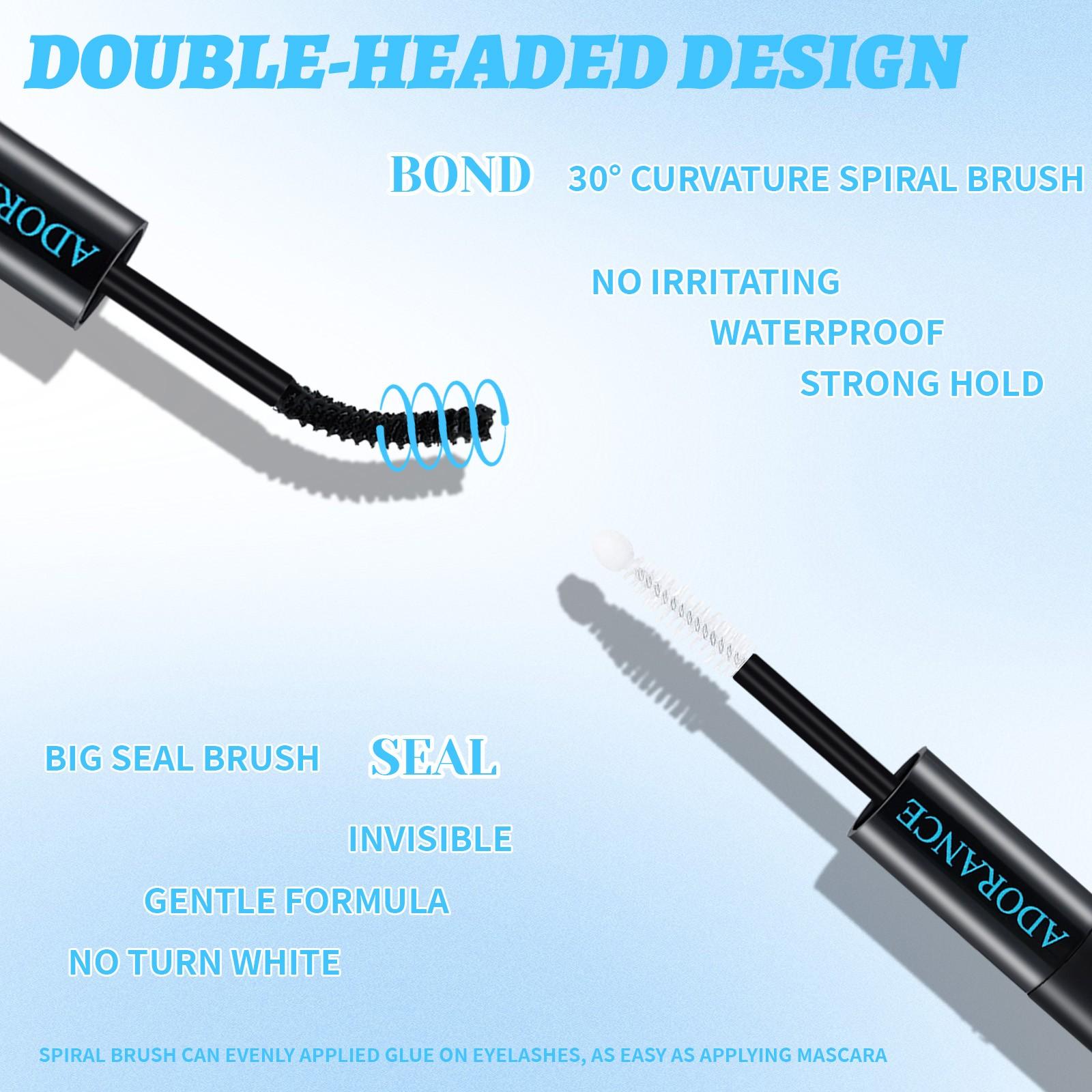 ADORANCE Waterproof Eyelash Glue (5-Count Pack), 2-in-1 Long-Lasting Lash Bond and Seal Glue, Sweat-Proof Eyelash Extension Glue for Cluster Lashes, Waterproof Eyelash Clusters