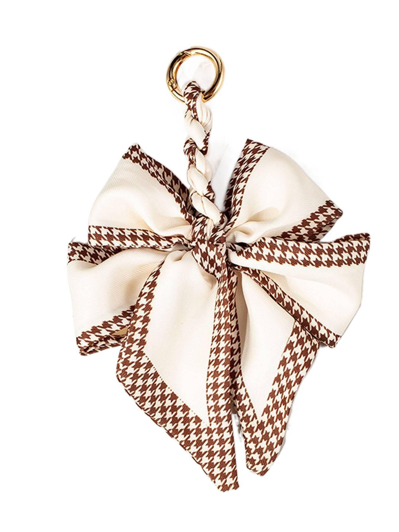 Elegant Bow Bag Charm-Floral Scarf Keychain wit..