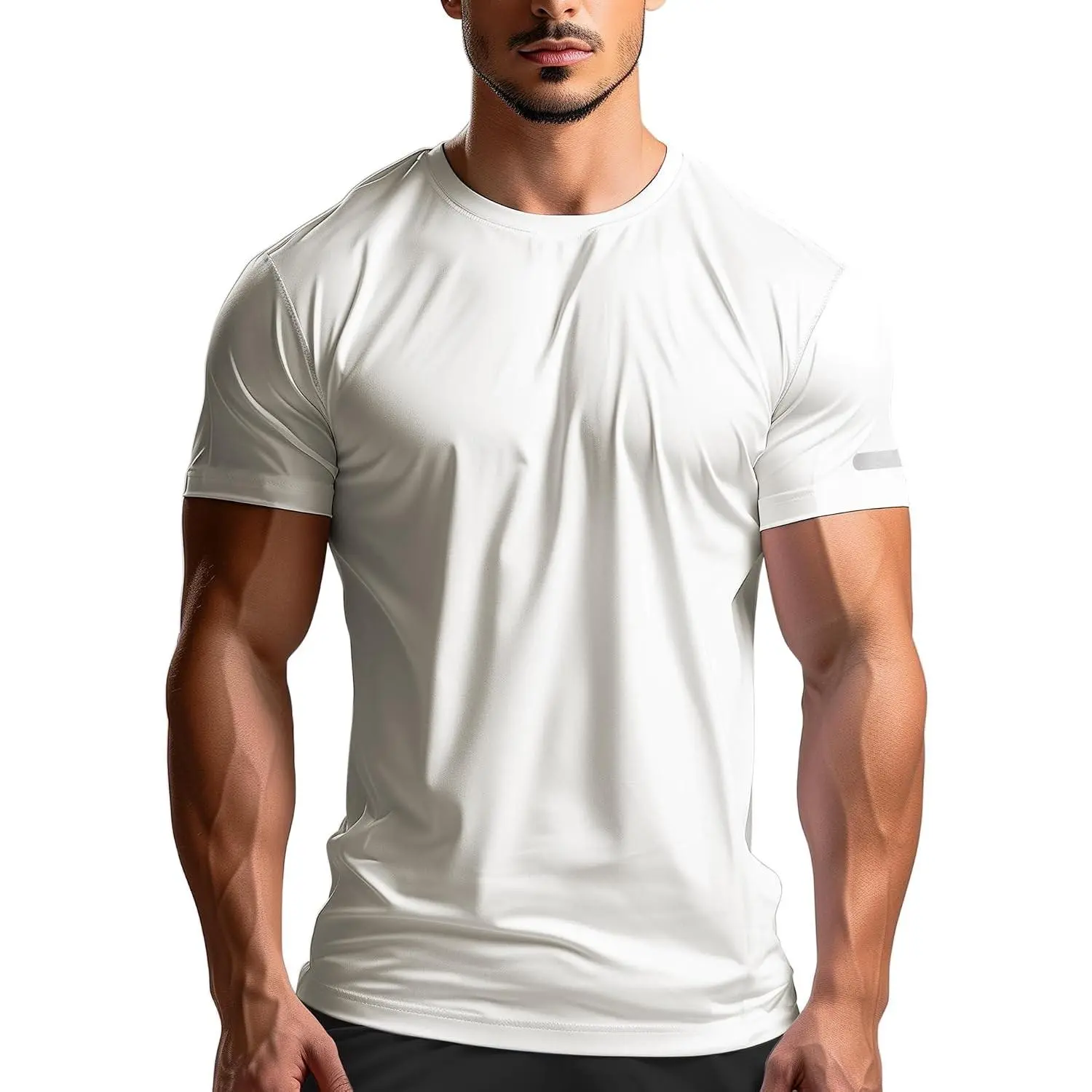 Men's Fitted Quick-Dry Workout Shirts - Moisture-Wicking Breathable Athletic Tee for Gym & Running, 4-Way Stretch Lightweight Performance Top, Durable & Shrink-ResistantGift