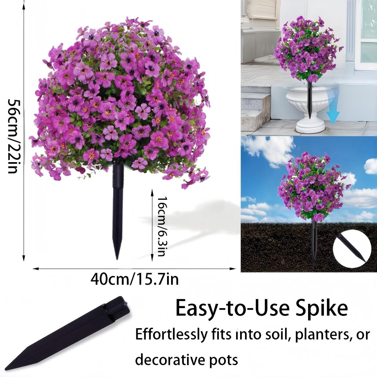 Realistic Artificial Flowers with Ground Stake, UV Resistant Fake Plants for Indoor Outdoor Decoration