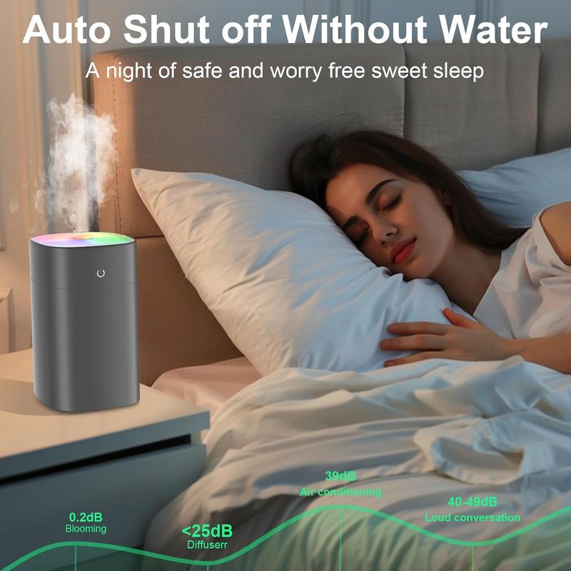 Aromatherapy essential oil humidifier 400ML upgraded version colorful LED, silent humidifier with automatic power-off protection, portable small humidifier