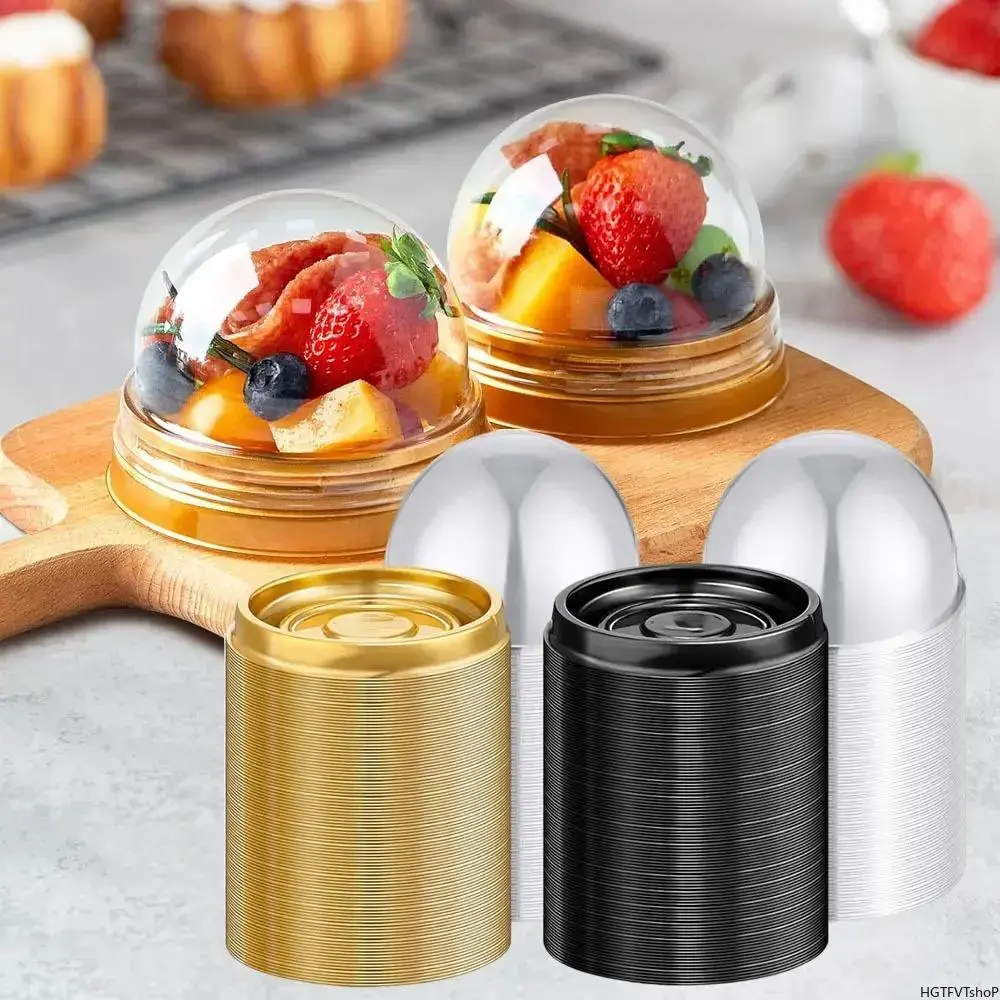 2026 New Durable Clear Plastic Mini Baking Cake Cup Boxes with Dome Lids, Multipurpose Containers with Ample Space for Toppings, Keeps Pastries Fresh for Parties & Gifting