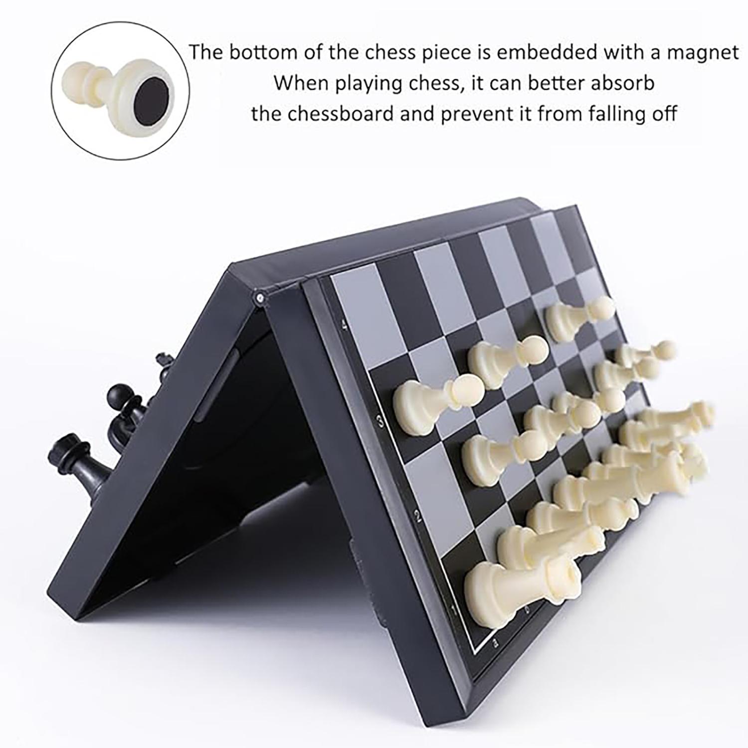 Magnetic Travel Chess Set for Kids and Adults, Portable Foldable Board Educational Toy, Mini Pocket Chess and Checkers Set, Family Game Night, Strategy Board Games
