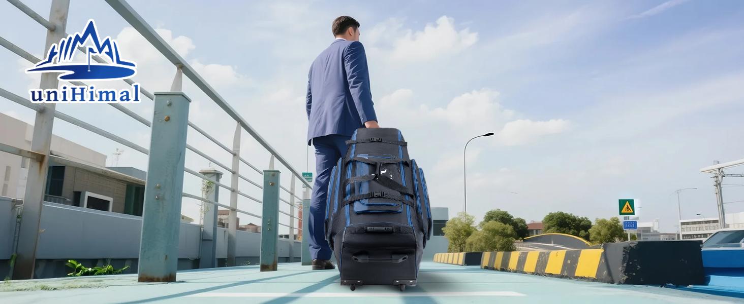 UNIHIMAL Soft-Sided Golf Travel Bag Cover with Wheels, 1680D Material with Padded Head and Leather Accents, Foldable Travel Golf Bags for Airlines UNIHIMAL Soft-Sided Golf Travel Bag Cover with Wheels, 1680D Material with Padded Head and Leather Accents, Foldable Travel Golf Bags for Airlines
