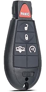 Key Fob Shell Case Replacement Fit for Dodge Ram 1500 Challenger Charger Durango Grand Caravan Journey Chrysler 300 Keyless Entry Remote Control 4 Button Pad Cover M3N5WY783X GQ4-53T