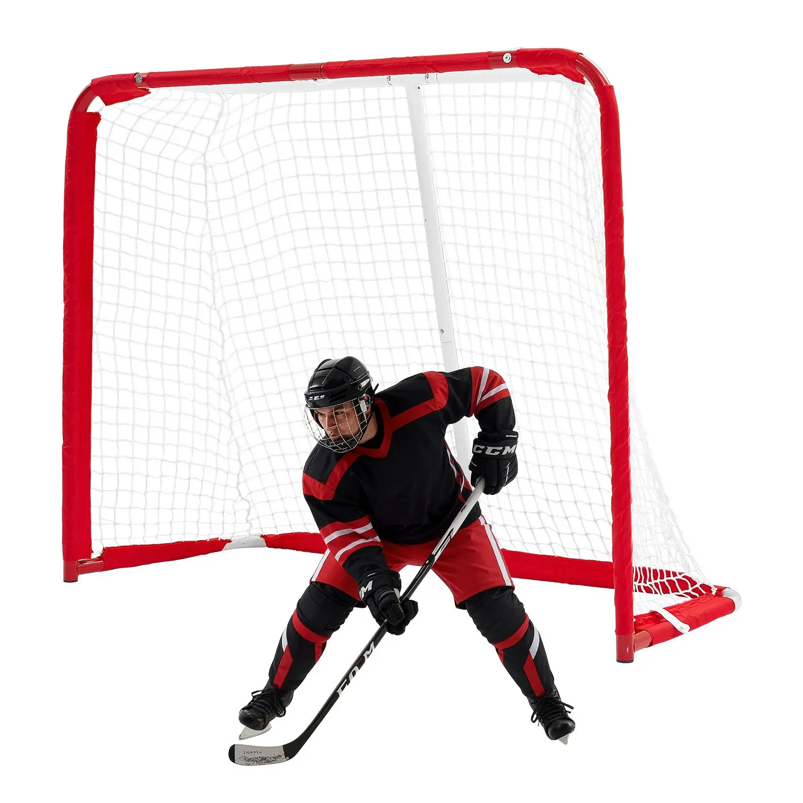 VEVOR Street Hockey Goal, Heavy-Duty Steel Street+ Roller Hockey Nets, Durable Hockey Net for Indoor Outdoor Use, Lightweight Portable Training, Easy Assembly for Backyard Park Garage, 55.9x 44.5 in