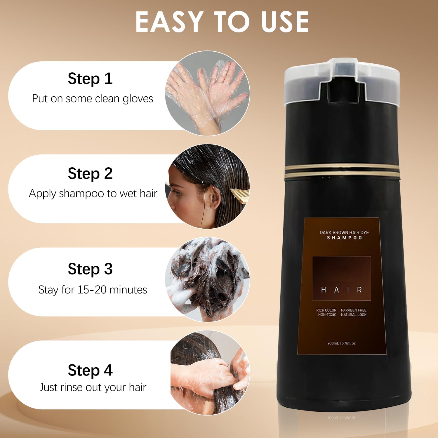 【Original】Nova Hair Dye Shampoo,Plant herbs Instant Dye Shampoo Easy,and Safe Hair Color Haircare christmas  Natural Look Cover Grays Effortless Transformation Dark Brown Cleanser Conditioner Cleansing Traditional Gentle Peroxide Repair Salon