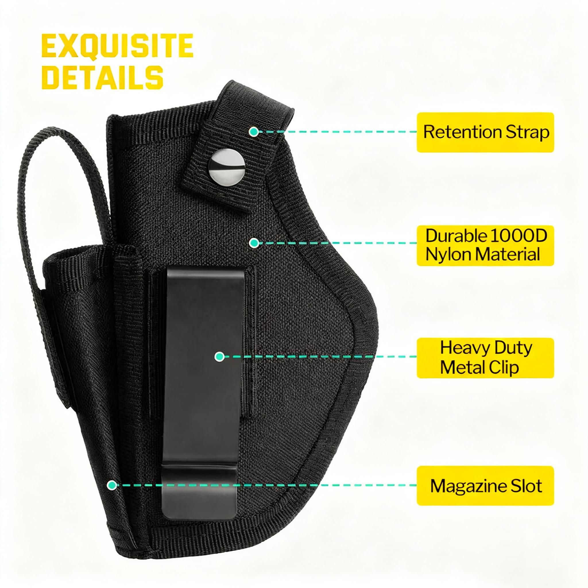 Universal Tactical Concealed Gun Holster Left/Right Hand Fit IWB OWB Carry Perfect for Daily/Tactical Use