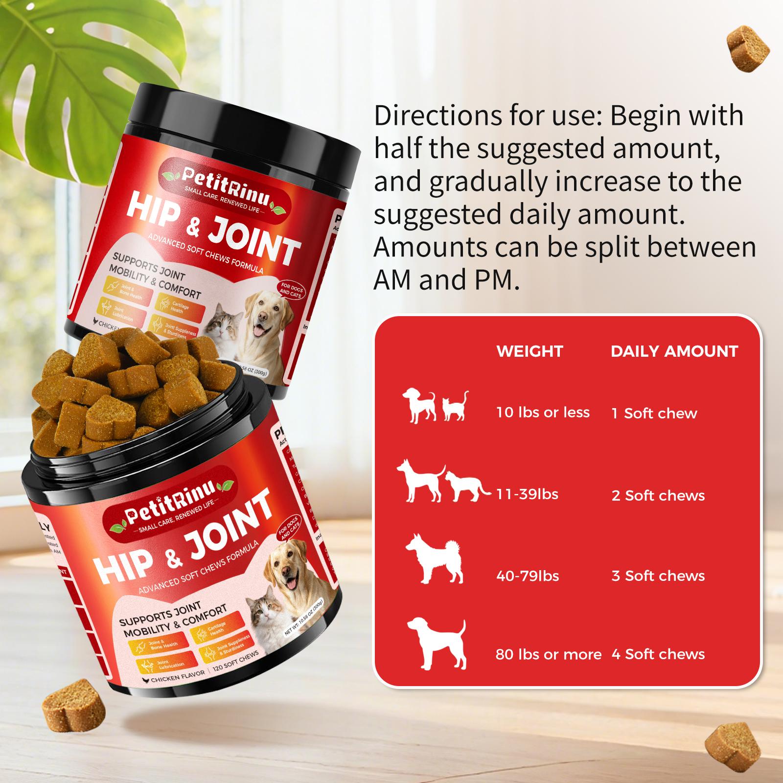 Dog Joint Supplement 120 Count Soft Chews, Hip & Joint Care for Senior Dogs, Puppy & Cats, Mobility Support Vitamins, Chicken Flavor Pet Health Supplement Dog Joint Supplement 120 Count Soft Chews, Hip & Joint Care for Senior Dogs, Puppy & Cats, Mobility Support Vitamins, Chicken Flavor Pet Health Supplement