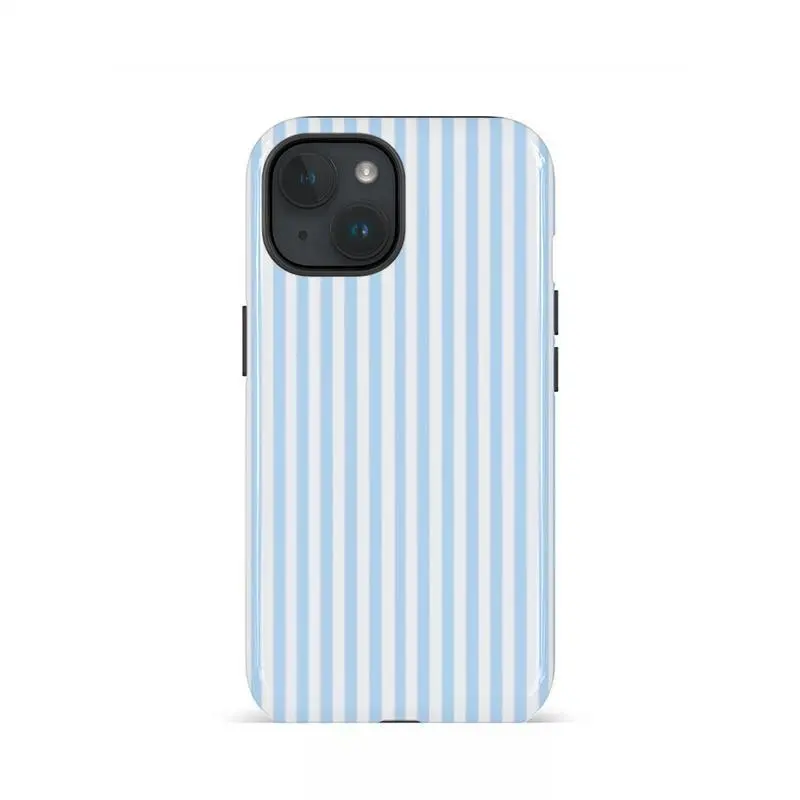 Glossy Blue and White Striped Polycarbonate Smartphone Case - Stylish Protective Casing Cover for iPhone 17,16PM,15PM,13,12,11,XS Max,7 & More Handheld Devices