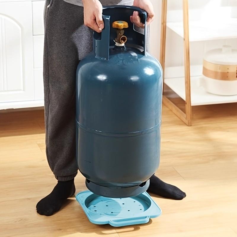 1 Pack Heavy-Duty Movable Propane Tank Base Dolly, Thickened Gas Cylinder Holder with Smooth Wheels & Drainage Holes, Multi-Purpose Rolling Stand for Kitchen LPG Tank, Flower Pot, Plant Tray & Home Storage, Fits Up to 12" Diameter