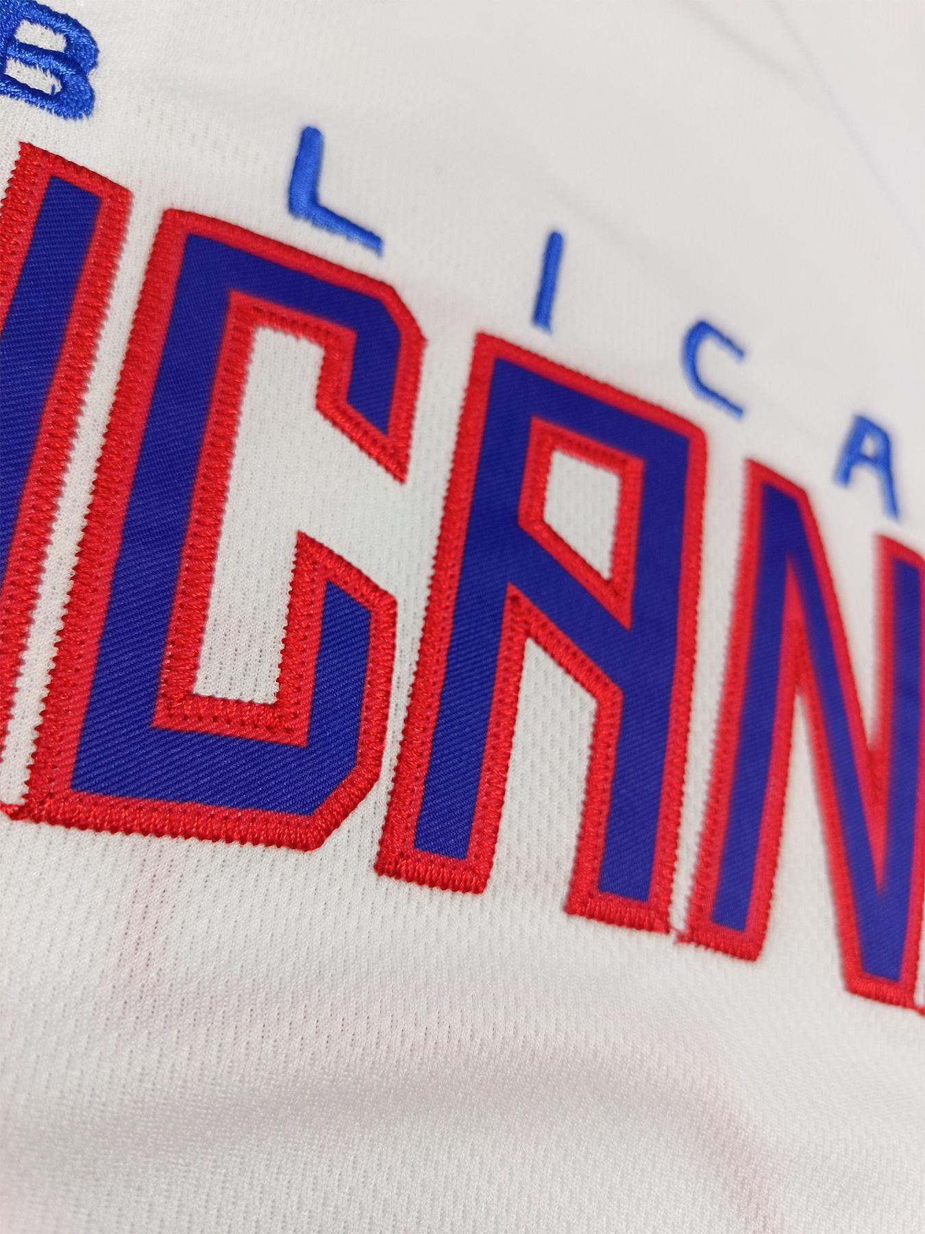 Men's Letter & Number Stitched Button Front Baseball Jersey, Stylish Jersey, Casual Loose Short Sleeve V Neck DOMINICANA 23 Baseball Top for Fall & Winter, Baseball Christmas Gifts